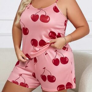 Cherry Bliss Satin Cami & Shorts Nightwear Set
