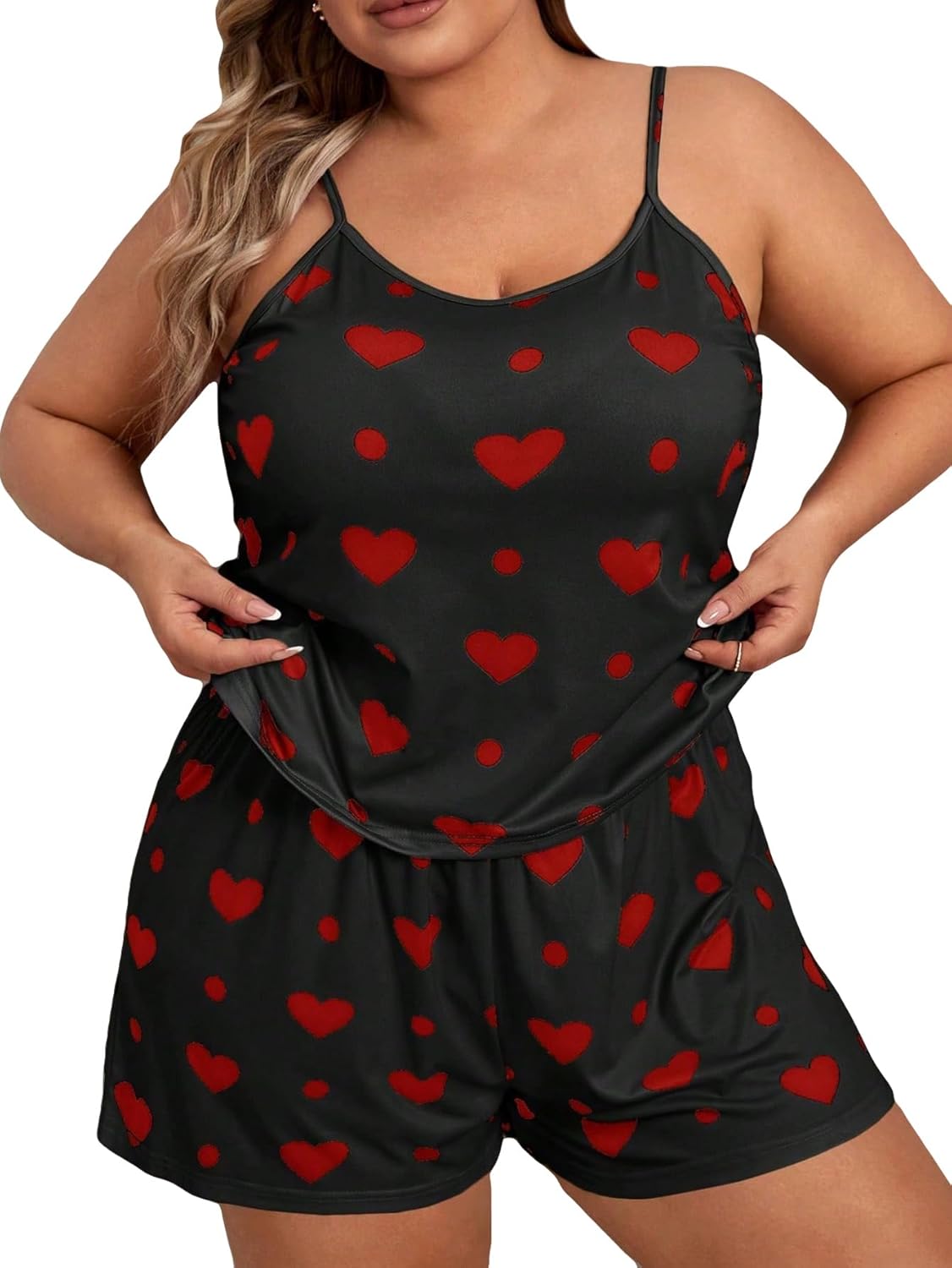 Cherry Bliss Satin Cami & Shorts Nightwear Set